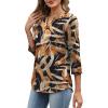 image:imageXIEERDUO 34 Length Sleeve Womens Tops Fashion Clothing V Neck T Shirts Dressy Blouses Business Casual Outfits Tunic TopsDblack Floral
