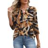 image:imageXIEERDUO 34 Length Sleeve Womens Tops Fashion Clothing V Neck T Shirts Dressy Blouses Business Casual Outfits Tunic TopsDblack Floral