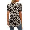 image:imageXIEERDUO Womens Summer Shirt V Neck Casual Tshirts Puff Sleeve Tops for Women Solid Color XS3XL21black Leopard