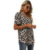 image:imageXIEERDUO Womens Summer Shirt V Neck Casual Tshirts Puff Sleeve Tops for Women Solid Color XS3XL21black Leopard