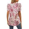 image:imageXIEERDUO Womens Summer Shirt V Neck Casual Tshirts Puff Sleeve Tops for Women Solid Color XS3XL21pink Printed