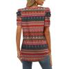 image:imageXIEERDUO Womens Summer Shirt V Neck Casual Tshirts Puff Sleeve Tops for Women Solid Color XS3XL22red Boho