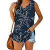 image:imageXIEERDUO Womens Tank Tops V Neck Basic Solid Color Casual Flowy Summer Sleeveless01dark Blue Print
