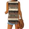 image:imageXIEERDUO Womens Tank Tops V Neck Basic Solid Color Casual Flowy Summer SleevelessBrownish Grey Stripes