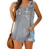 image:imageXIEERDUO Womens Tank Tops V Neck Basic Solid Color Casual Flowy Summer SleevelessGrey Print