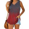 image:imageXIEERDUO Womens Tank Tops V Neck Basic Solid Color Casual Flowy Summer SleevelessRed Ash Printing