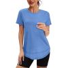 image:imageXIEERDUO Womens Workout Tops Short Sleeve Shirts Quick Dry Outfits for Hiking Running S3XL04 Blue
