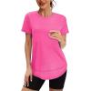 image:imageXIEERDUO Womens Workout Tops Short Sleeve Shirts Quick Dry Outfits for Hiking Running S3XL06 Hot Pink