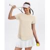 image:imageXIEERDUO Womens Workout Tops Short Sleeve Shirts Quick Dry Outfits for Hiking Running S3XL07 Apricot Cream White