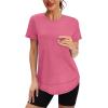 image:imageXIEERDUO Womens Workout Tops Short Sleeve Shirts Quick Dry Outfits for Hiking Running S3XL08 Watermelon Red