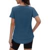 image:imageXIEERDUO Womens Workout Tops Short Sleeve Shirts Quick Dry Outfits for Hiking Running S3XL09 Dark Blue