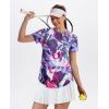 image:imageXIEERDUO Womens Workout Tops Short Sleeve Shirts Quick Dry Outfits for Hiking Running S3XL13 Tie Dye Purple Floral
