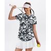 image:imageXIEERDUO Womens Workout Tops Short Sleeve Shirts Quick Dry Outfits for Hiking Running S3XL14 Black White Floral