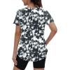 image:imageXIEERDUO Womens Workout Tops Short Sleeve Shirts Quick Dry Outfits for Hiking Running S3XL14 Black White Floral