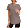 image:imageXIEERDUO Womens Workout Tops Short Sleeve Shirts Quick Dry Outfits for Hiking Running S3XL16 Brown