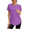 image:imageXIEERDUO Womens Workout Tops Short Sleeve Shirts Quick Dry Outfits for Hiking Running S3XL18 Light Purple