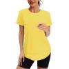 image:imageXIEERDUO Womens Workout Tops Short Sleeve Shirts Quick Dry Outfits for Hiking Running S3XL21 Yellow