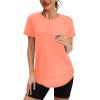 image:imageXIEERDUO Womens Workout Tops Short Sleeve Shirts Quick Dry Outfits for Hiking Running S3XL22 Light Orange