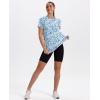image:imageXIEERDUO Womens Workout Tops Short Sleeve Shirts Quick Dry Outfits for Hiking Running S3XL23 Blue White Floral