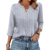 image:imageXIEERDUO 34 Length Sleeve Womens Tops Fashion Clothing V Neck T Shirts Dressy Blouses Business Casual Outfits Tunic TopsAblue Stripes