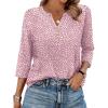 image:imageXIEERDUO 34 Length Sleeve Womens Tops Fashion Clothing V Neck T Shirts Dressy Blouses Business Casual Outfits Tunic TopsCpink Dots