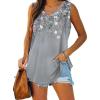 image:imageXIEERDUO Womens Tank Tops V Neck Basic Solid Color Casual Flowy Summer SleevelessGrey Print