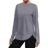 image:imageXIEERDUO Womens Workout Tops Long Sleeve Quick Dry Shirts for Hiking Running S3XL01 Grey