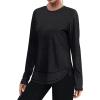 image:imageXIEERDUO Womens Workout Tops Long Sleeve Quick Dry Shirts for Hiking Running S3XL02 Black
