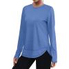 image:imageXIEERDUO Womens Workout Tops Long Sleeve Quick Dry Shirts for Hiking Running S3XL05 Blue