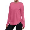 image:imageXIEERDUO Womens Workout Tops Long Sleeve Quick Dry Shirts for Hiking Running S3XL07 Watermelon Pink