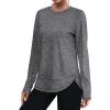 image:imageXIEERDUO Womens Workout Tops Long Sleeve Quick Dry Shirts for Hiking Running S3XL09 Dark Grey