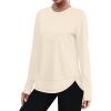 image:imageXIEERDUO Womens Workout Tops Long Sleeve Quick Dry Shirts for Hiking Running S3XL10 Apricot Cream White