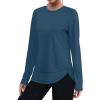 image:imageXIEERDUO Womens Workout Tops Long Sleeve Quick Dry Shirts for Hiking Running S3XL12 Dark Green Blue