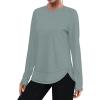 image:imageXIEERDUO Womens Workout Tops Long Sleeve Quick Dry Shirts for Hiking Running S3XL14 Grey Green
