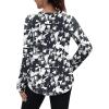 image:imageXIEERDUO Womens Workout Tops Long Sleeve Quick Dry Shirts for Hiking Running S3XL22 Black White Floral