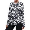 image:imageXIEERDUO Womens Workout Tops Long Sleeve Quick Dry Shirts for Hiking Running S3XL22 Black White Floral