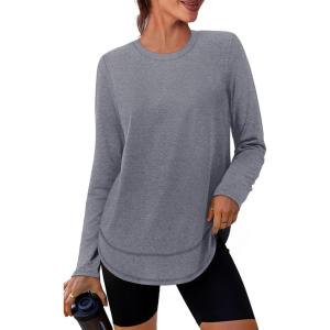 image:imageXIEERDUO Womens Workout Tops Long Sleeve Quick Dry Shirts for Hiking Running S3XL01 Grey