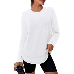 image:imageXIEERDUO Womens Workout Tops Long Sleeve Quick Dry Shirts for Hiking Running S3XL03 White