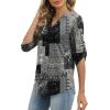 image:imageXIEERDUO 34 Length Sleeve Womens Tops V Neck T Shirts Both Side Buttons Blouses Business Casual Outfits Loose FitZ Charcoal Grey