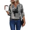 image:imageXIEERDUO 34 Length Sleeve Womens Tops V Neck T Shirts Both Side Buttons Blouses Business Casual Outfits Loose FitZ Charcoal Grey