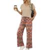 image:imageXIEERDUO Womens 2 Piece Sets Summer Beach Vacation Cruise Travel Outfits Printed Wide Leg Pant V Neck Cap Sleeve TopsBohemia Pattern