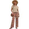 image:imageXIEERDUO Womens 2 Piece Sets Summer Beach Vacation Cruise Travel Outfits Printed Wide Leg Pant V Neck Cap Sleeve TopsBohemia Pattern