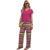 image:imageXIEERDUO Womens 2 Piece Sets Summer Beach Vacation Cruise Travel Outfits Printed Wide Leg Pant V Neck Cap Sleeve TopsColorful Pattern