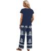 image:imageXIEERDUO Womens 2 Piece Sets Summer Beach Vacation Cruise Travel Outfits Printed Wide Leg Pant V Neck Cap Sleeve TopsEthnic Pattern