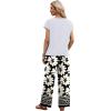 image:imageXIEERDUO Womens 2 Piece Sets Summer Beach Vacation Cruise Travel Outfits Printed Wide Leg Pant V Neck Cap Sleeve TopsFlower Pattern