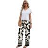 image:imageXIEERDUO Womens 2 Piece Sets Summer Beach Vacation Cruise Travel Outfits Printed Wide Leg Pant V Neck Cap Sleeve TopsFlower Pattern