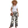image:imageXIEERDUO Womens 2 Piece Sets Summer Beach Vacation Cruise Travel Outfits Printed Wide Leg Pant V Neck Cap Sleeve TopsFlower Pattern
