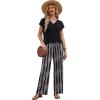 image:imageXIEERDUO Womens 2 Piece Sets Summer Beach Vacation Cruise Travel Outfits Printed Wide Leg Pant V Neck Cap Sleeve TopsLeaf Pattern