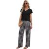 image:imageXIEERDUO Womens 2 Piece Sets Summer Beach Vacation Cruise Travel Outfits Printed Wide Leg Pant V Neck Cap Sleeve TopsLeaf Pattern