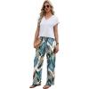 image:imageXIEERDUO Womens 2 Piece Sets Summer Beach Vacation Cruise Travel Outfits Printed Wide Leg Pant V Neck Cap Sleeve TopsPalm Leaves